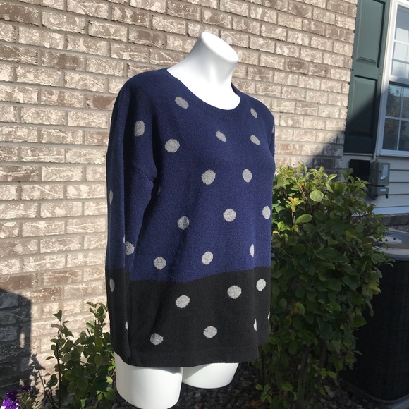 Madewell Merino Wool Polka Dot Color Block Sweater - Picture 3 of 13